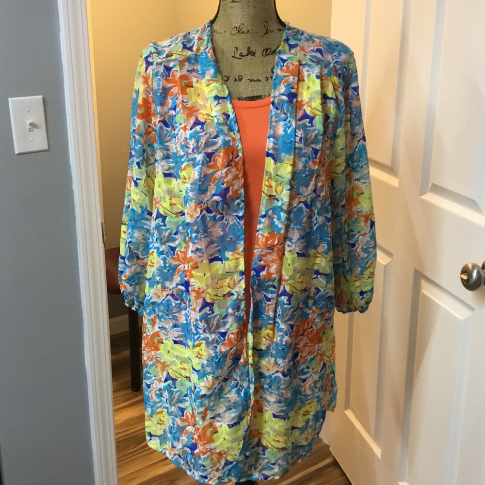Beautiful sheer multicolor kimono